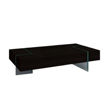 Load image into Gallery viewer, 53" Contemporary Clear Wood And Glass Sled Coffee Table - Espresso