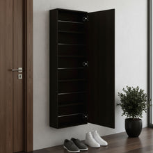 Load image into Gallery viewer, Stylish Wengue Wall Mounted Shoe Rack With Mirror - Black
