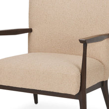 Load image into Gallery viewer, Boucle Solid Wood Wingback Chair - Beige / Dark Brown