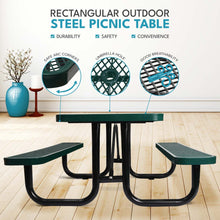 Load image into Gallery viewer, Outdoor Steel Picnic Rectangular Table With Umbrella Pole