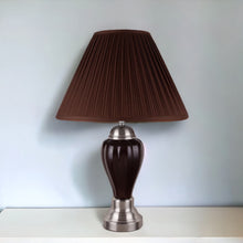 Load image into Gallery viewer, Ceramic Urn Bedside Table Lamp With Brown Empire Shade - Silver