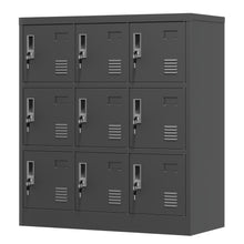Load image into Gallery viewer, 9 Door Employee Storage Locker With Card Slot, Lockers For Office, Gym, School, And Home - Black