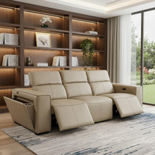 Load image into Gallery viewer, Top Grain Leather Reclining Metal USB Sofa (720385) - Beige