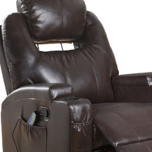 Load image into Gallery viewer, Faux Leather Heated Massage Home Theater Recliner - Brown