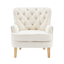 Load image into Gallery viewer, Vintage Style Club Chair, Granular Plush Fabric, Rubber Wood Legs - Almond