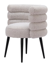 Load image into Gallery viewer, Upholstered Faux Fur Slat Back Dining Arm Chair - Gray / Black