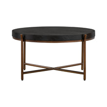 Load image into Gallery viewer, Solid Wood And Metal Round Coffee Table - Black And Brown