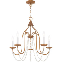 Load image into Gallery viewer, Five Light Dimmable Chandelier With Shades - Antiqued Gold