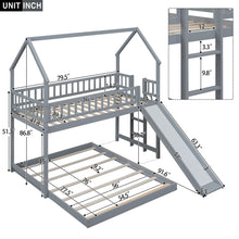 Load image into Gallery viewer, House Bunk Bed With Slide And Built In Ladder