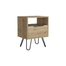 Load image into Gallery viewer, Faux Wood Nightstand With Storage - Light Brown
