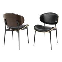 Load image into Gallery viewer, Upholstered Faux Leather Curved Back Dining Side Chairs (Set of 2) - Black