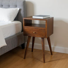 Load image into Gallery viewer, 22" Modern Solid Wood Square One Drawer Nightstand - Chestnut