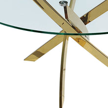 Load image into Gallery viewer, 54" Glass And Metal Cross Leg Base Round Top Dining Table - Clear