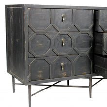 Load image into Gallery viewer, Wood Six Drawer Double Dresser - Dark Brown
