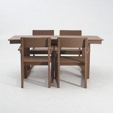 Load image into Gallery viewer, 5 Piece Outdoor Dining Set For 4, Patio Table With Umbrella Hole And 4 Armrest Chairs For Backyard, Lawn, Deck, Or Poolside - Brown