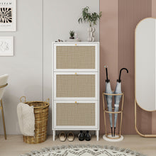 Load image into Gallery viewer, Modern Rattan 3 Door Shoe Rack Cabinet For Entryway