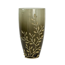 Load image into Gallery viewer, Branch Patterned Table Vase - Dark Olive Green / Gold