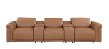 Load image into Gallery viewer, Top Grain Leather Reclining Metal USB Sofa (720366) - Chestnut
