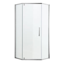 Load image into Gallery viewer, Diamond Shaped Corner Shower Door, Inward Sliding, Stainless Steel Frame