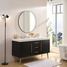 Load image into Gallery viewer, Wall Circular Framed Vanity Mirror For Bathroom, Living Room Decor - Black