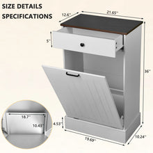 Load image into Gallery viewer, Tilt Out Trash Cabinet With Drawer, 10 Gallon Hamper - White