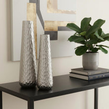 Load image into Gallery viewer, Textured Table Vases (Set of 2) - Silver