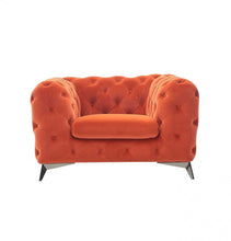 Load image into Gallery viewer, Velvet And Silver Solid Color Chesterfield Chair - Orange