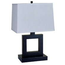 Load image into Gallery viewer, Open Square Table Lamp With White Rectangle Shade - Bronze