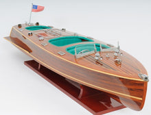 Load image into Gallery viewer, Hand Painted c1928 Chris Craft Triple Cockpit Large Model Boat - Brown