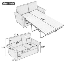 Load image into Gallery viewer, Pull Out Sofa Bed Loveseat Sleeper With Twin Size Memory Mattress With Two USB Ports For Living Room Spaces
