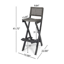 Load image into Gallery viewer, Outdoor Folding Acacia Wood Barstools With Rattan Backrest And Seat