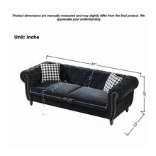 Load image into Gallery viewer, Chesterfield Upholstery Fabric Sofa With Roll Armrest & Nailhead, Mid Century Modern 3 And 3 Seater Couch