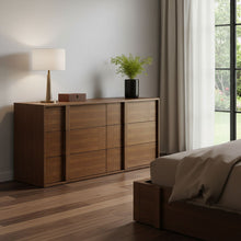 Load image into Gallery viewer, Wood Six Drawer Double Dresser - Walnut