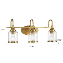 Load image into Gallery viewer, 3 Lights Brush Vanity Light - Clear / Gold