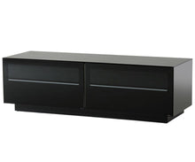 Load image into Gallery viewer, 59" Glass And Wood Enclosed Storage TV Stand - Black