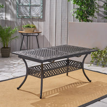Load image into Gallery viewer, Outdoor Extendable Aluminum Dining Table With Pattern Table Top And Curved Legs - Copper