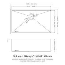 Load image into Gallery viewer, Undermount Kitchen Sink 16 Gauge Stainless Steel