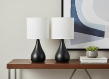Load image into Gallery viewer, Metal Round Table Lamps With Ivory Drum Shade (Set of 2) - Black