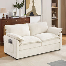 Load image into Gallery viewer, Modern Loveseat Sofa, Upholstered Couch With Side Storage Pockets