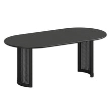 Load image into Gallery viewer, 79'' Solid Wood Double Pedestal Base Oval Dining Table - Black