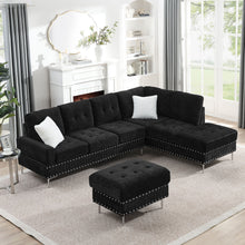 Load image into Gallery viewer, L-Shaped Sectional Sofa With Chaise And Storage Ottoman, Includes 2 Pillows