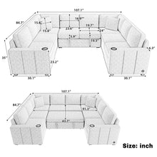 Load image into Gallery viewer, Convertible U-Shaped Sectional Sofa With Pull-Out Bed