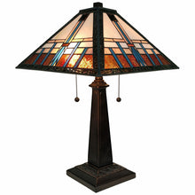 Load image into Gallery viewer, 11" x 21" x 22" Metal Two Light Candlestick Table Lamp With Empire Shade - Dark Brown / Off-White