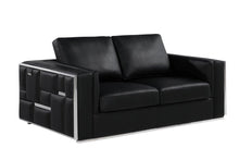 Load image into Gallery viewer, Metallic Leather Loveseat - Silver / Black