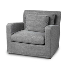 Load image into Gallery viewer, Linen Arm Chair - Gray And Wood Brown