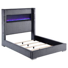 Load image into Gallery viewer, Haven - Upholstered Queen Bed With Integrated Flame Box - Gray