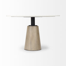 Load image into Gallery viewer, 48" Rounded Marble Pedestal Base Dining Table - White / Natural