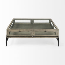 Load image into Gallery viewer, Glass And Metal Square Coffee Table With Shelf - Gray And Black
