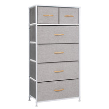 Load image into Gallery viewer, Steel And Fabric Six Drawer Chest - Gray / White
