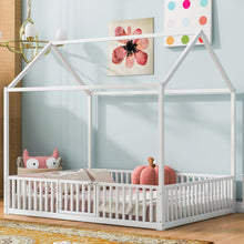Load image into Gallery viewer, Metal House Bed With Fence And Door